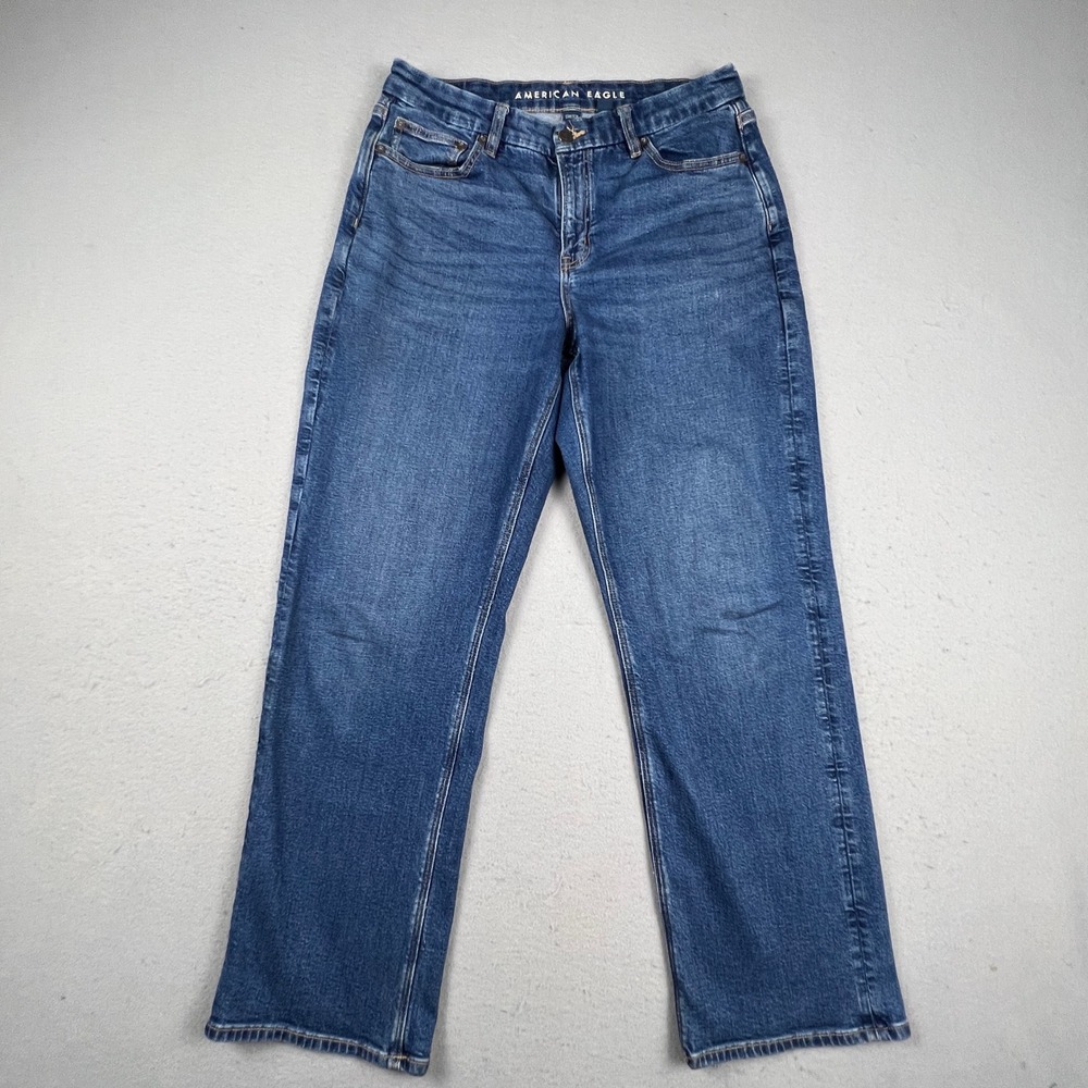 American Eagle Curvy Straight Jeans Womens 10 Blue Stretch Denim Casual Classic